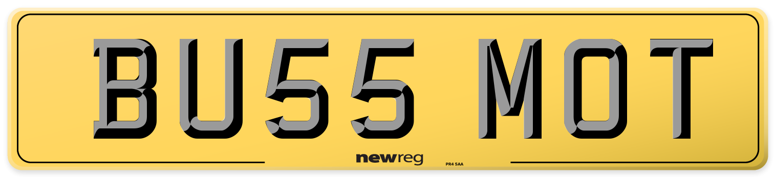 BU55 MOT Rear Number Plate
