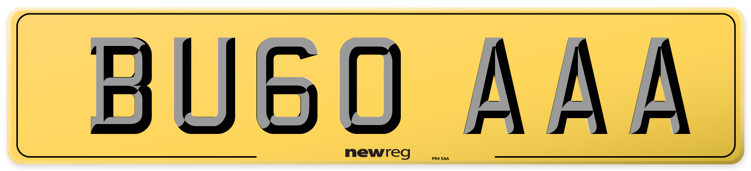 BU60 AAA Rear Number Plate