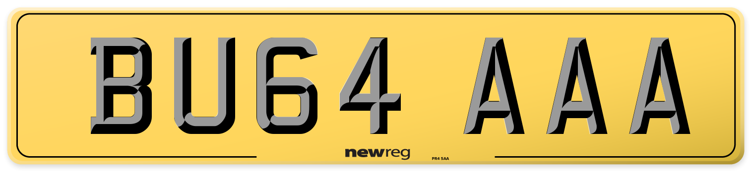 BU64 AAA Rear Number Plate