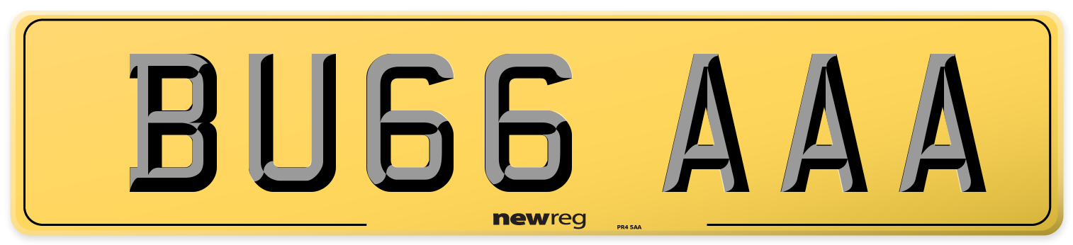 BU66 AAA Rear Number Plate
