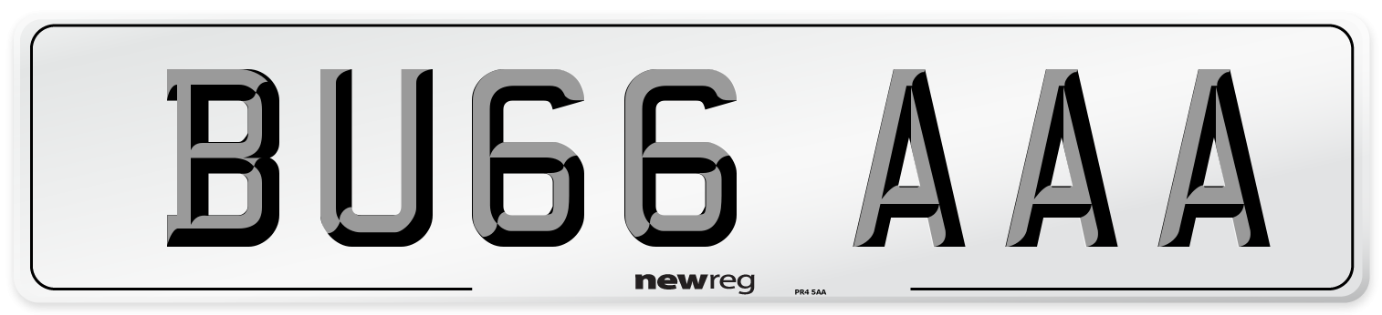 BU66 AAA Front Number Plate