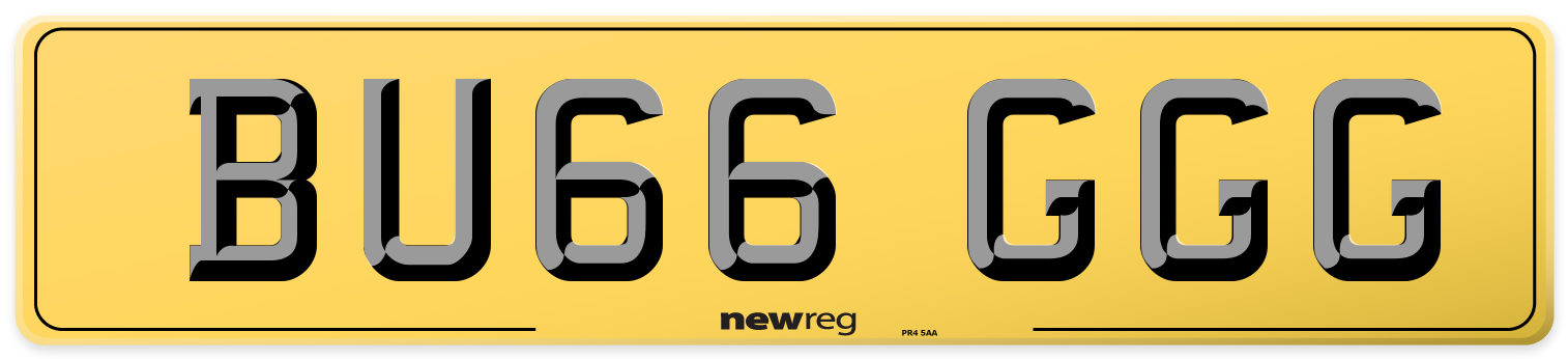 BU66 GGG Rear Number Plate