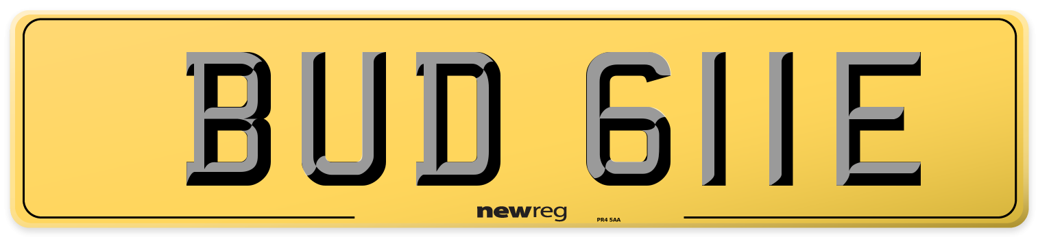 BUD 611E Rear Number Plate