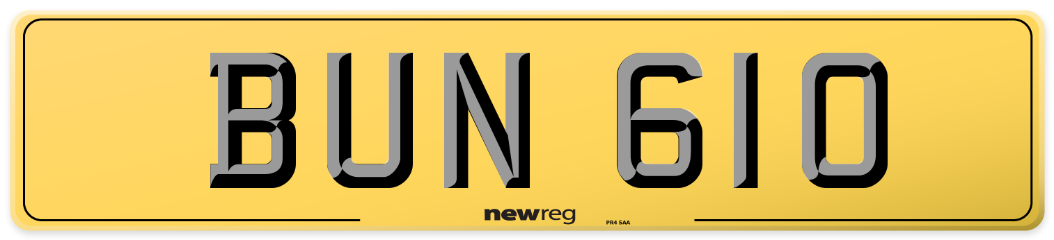 BUN 610 Rear Number Plate