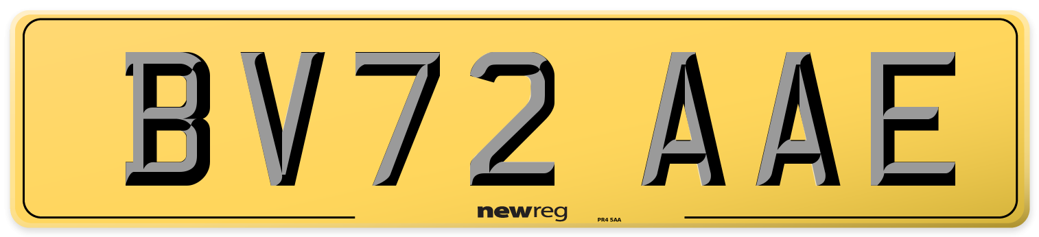 BV72 AAE Rear Number Plate