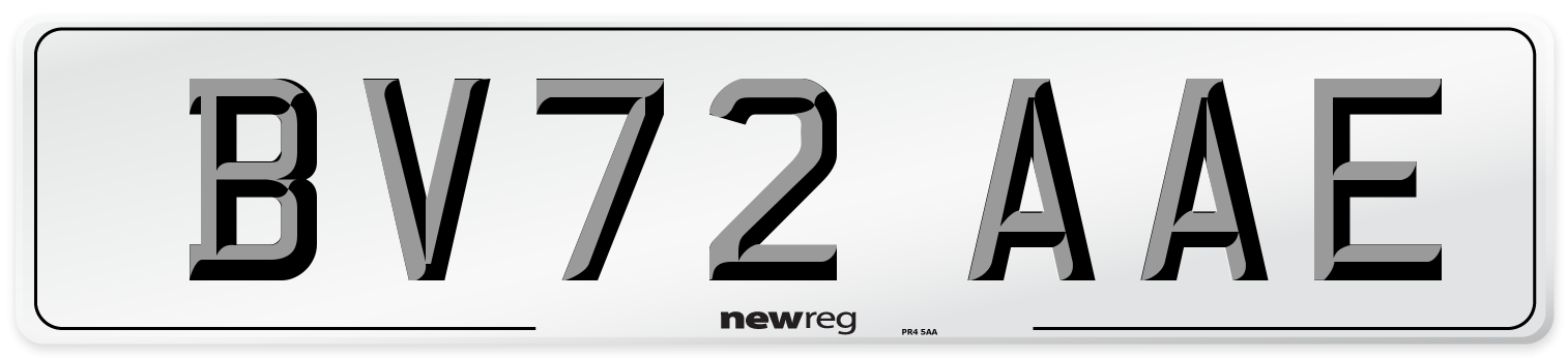 BV72 AAE Front Number Plate