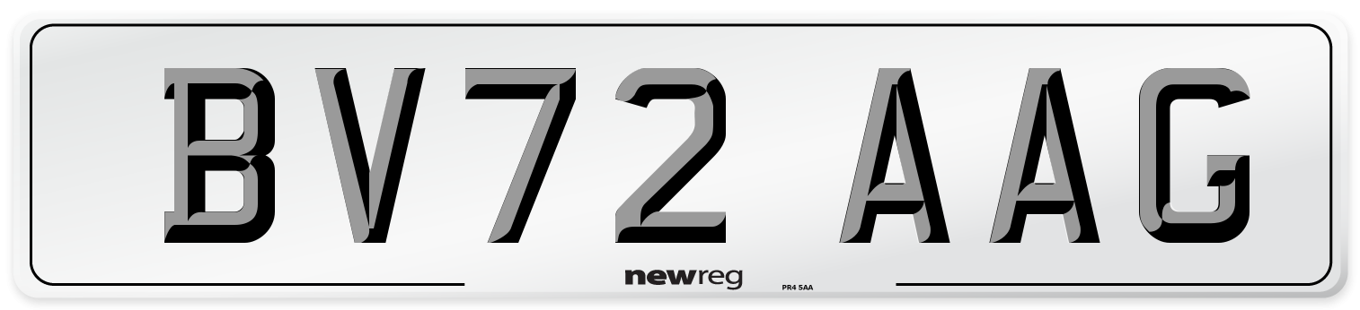 BV72 AAG Front Number Plate