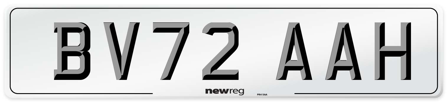 BV72 AAH Front Number Plate