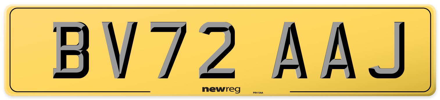 BV72 AAJ Rear Number Plate