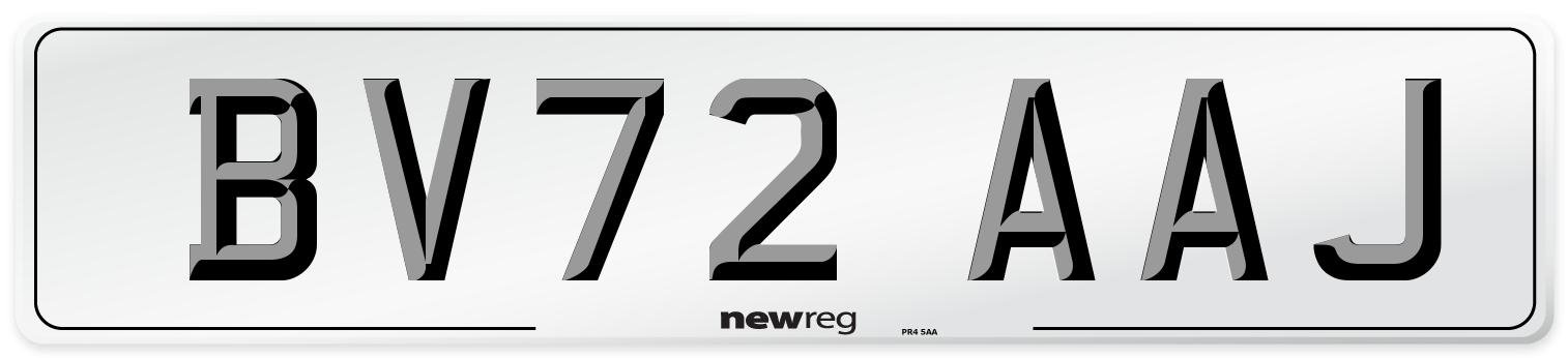 BV72 AAJ Front Number Plate