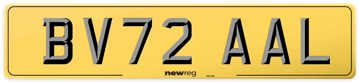 BV72 AAL Rear Number Plate