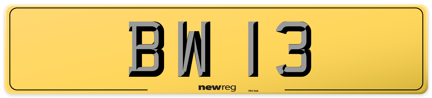 BW 13 Rear Number Plate