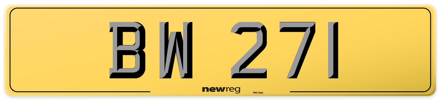 BW 271 Rear Number Plate