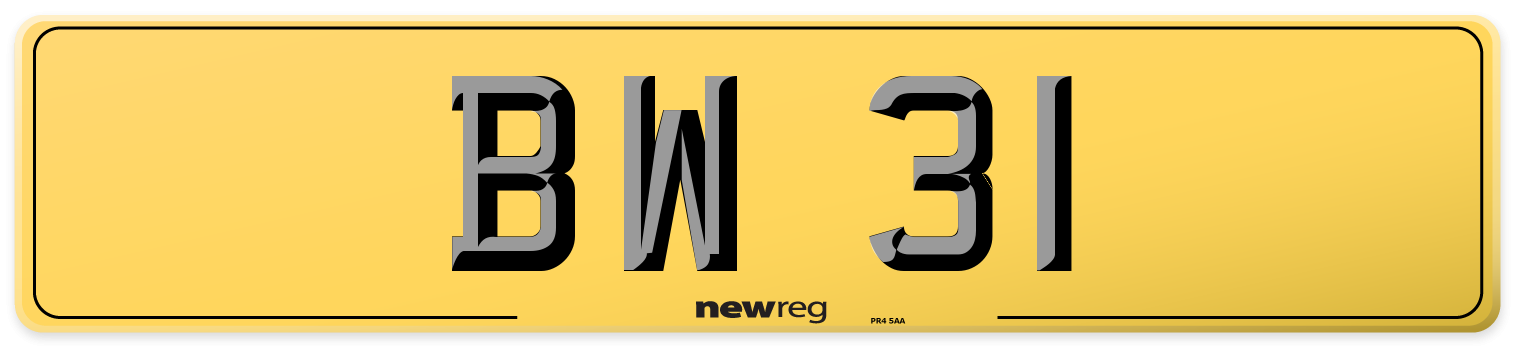 BW 31 Rear Number Plate