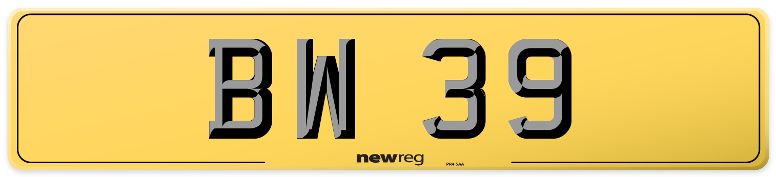 BW 39 Rear Number Plate