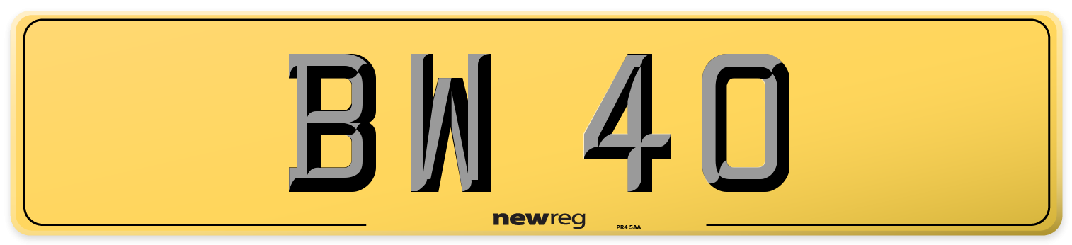 BW 40 Rear Number Plate