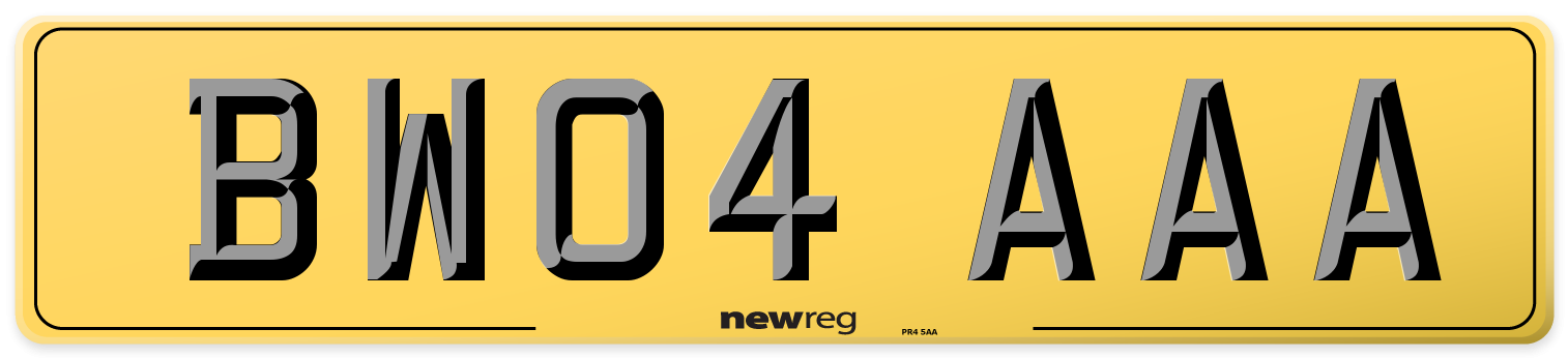BW04 AAA Rear Number Plate