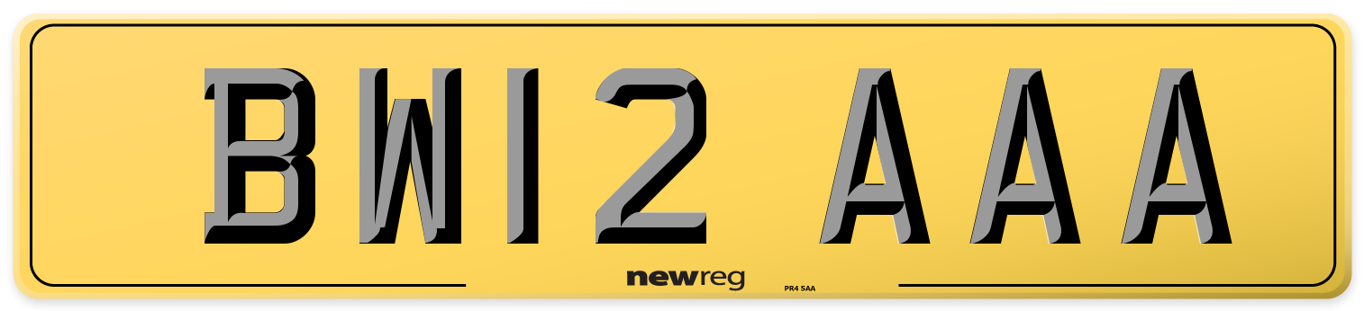 BW12 AAA Rear Number Plate