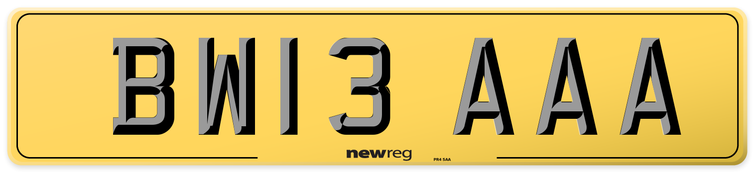BW13 AAA Rear Number Plate