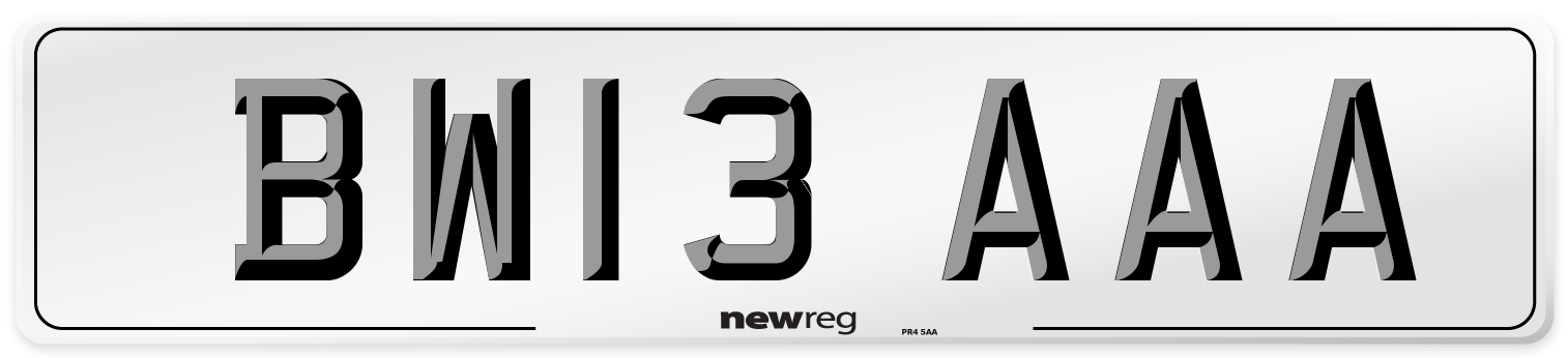 BW13 AAA Front Number Plate
