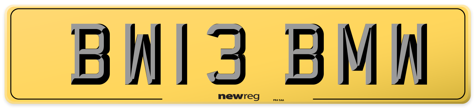 BW13 BMW Rear Number Plate