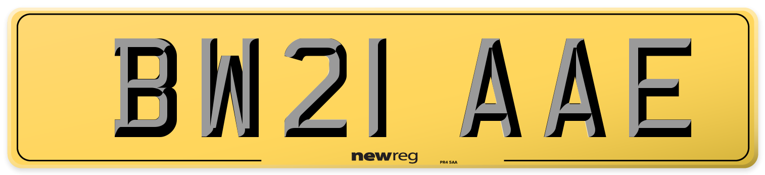 BW21 AAE Rear Number Plate