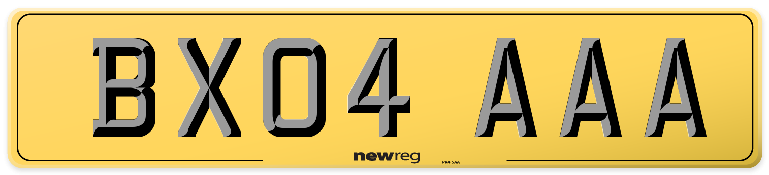 BX04 AAA Rear Number Plate