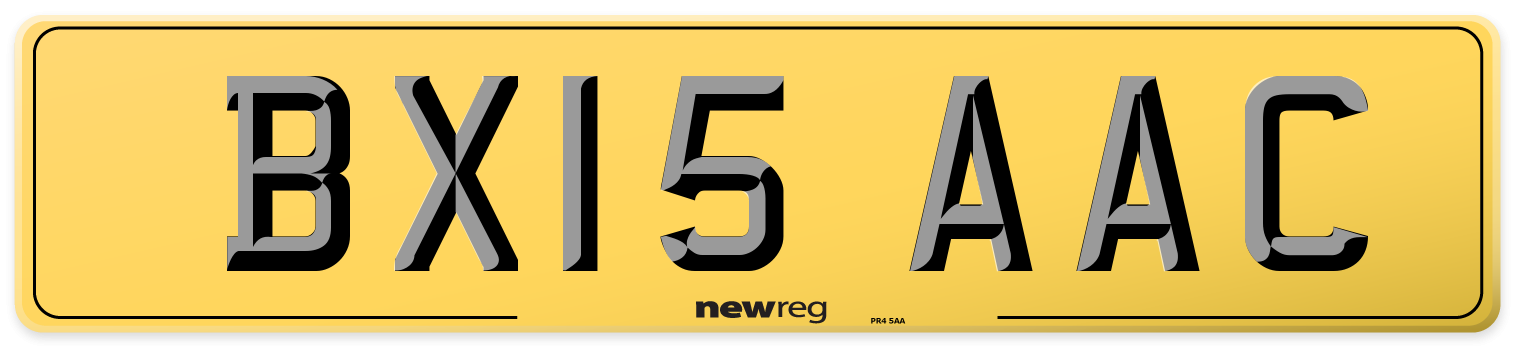 BX15 AAC Rear Number Plate