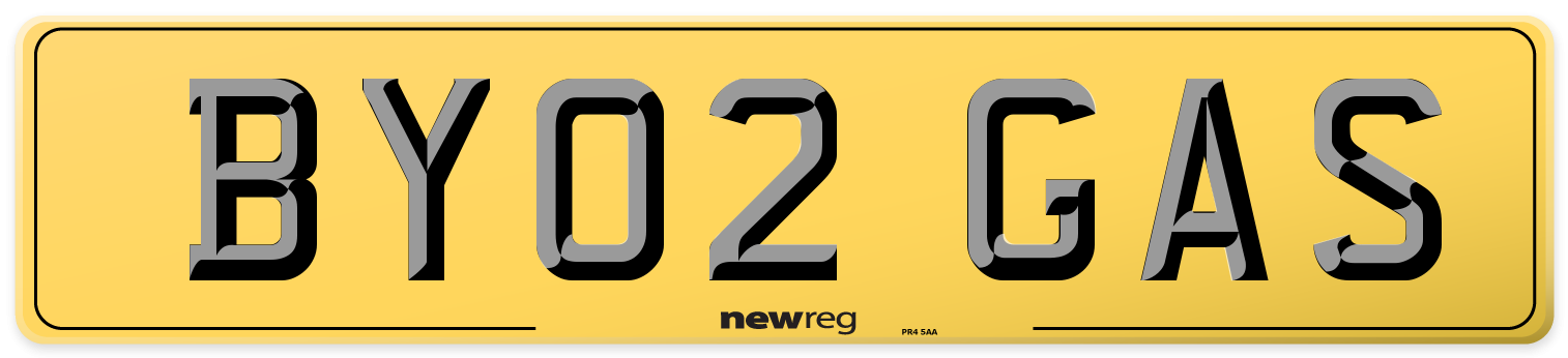 BY02 GAS Rear Number Plate