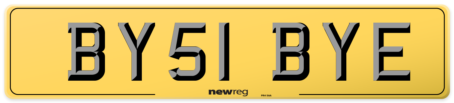 BY51 BYE Rear Number Plate