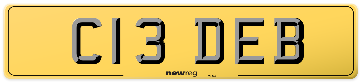 C13 DEB Rear Number Plate