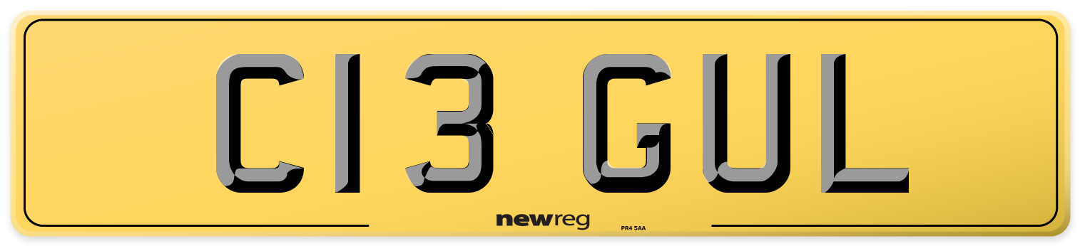 C13 GUL Rear Number Plate