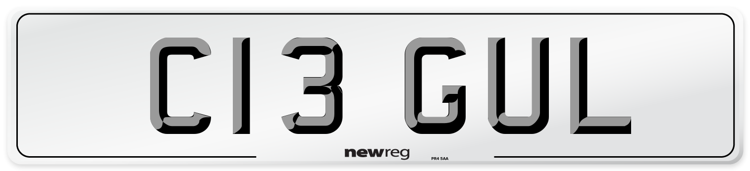 C13 GUL Front Number Plate