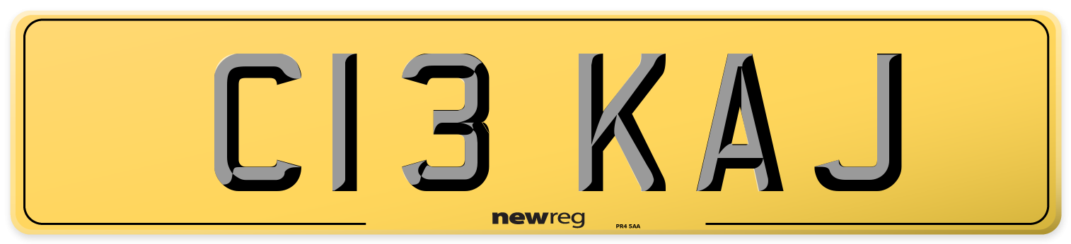 C13 KAJ Rear Number Plate