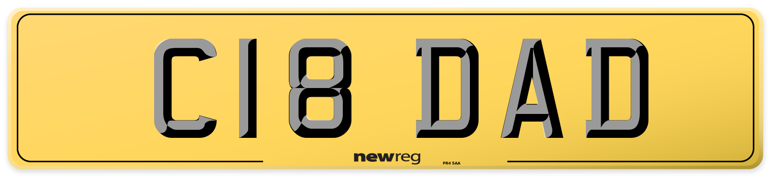 C18 DAD Rear Number Plate
