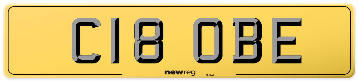 C18 OBE Rear Number Plate