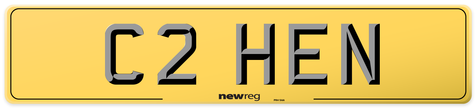 C2 HEN Rear Number Plate