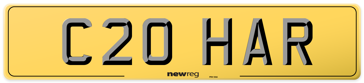 C20 HAR Rear Number Plate