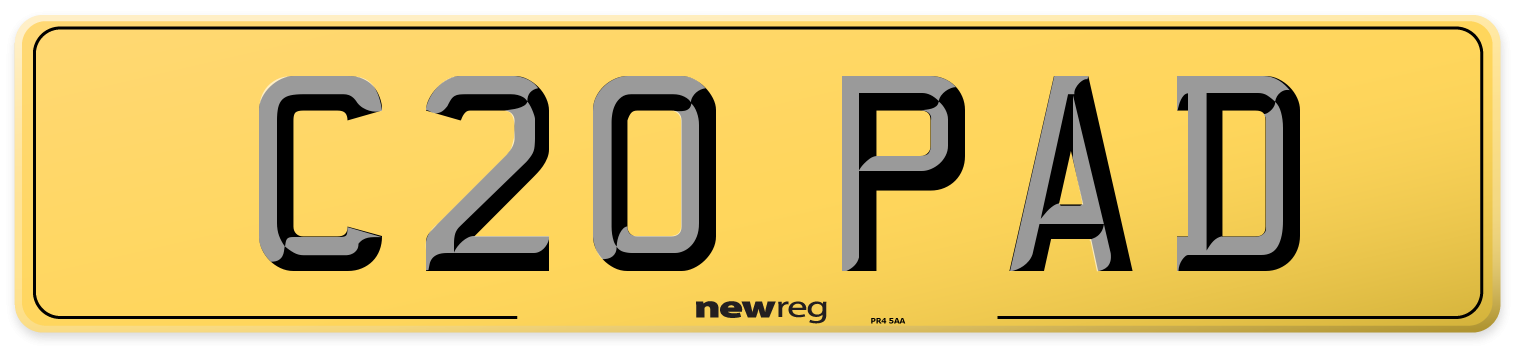 C20 PAD Rear Number Plate