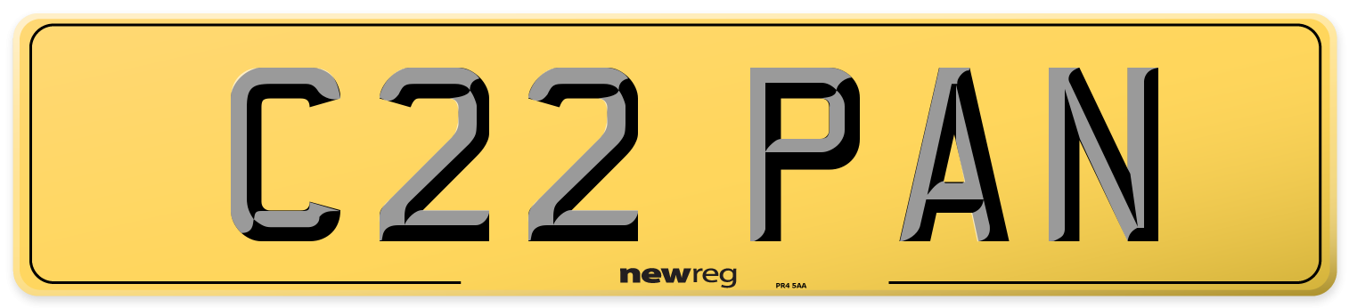 C22 PAN Rear Number Plate