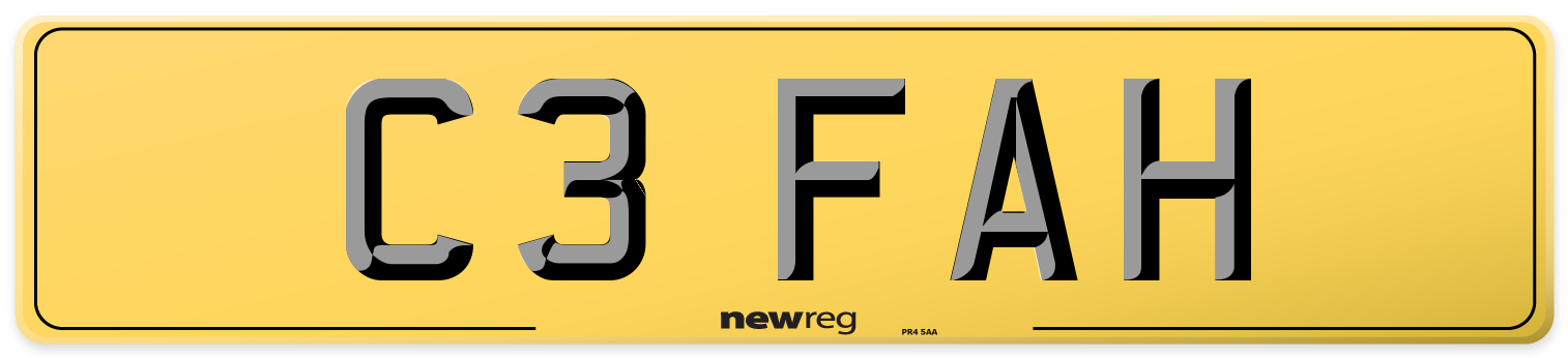 C3 FAH Rear Number Plate