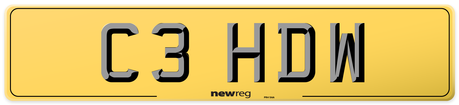 C3 HDW Rear Number Plate