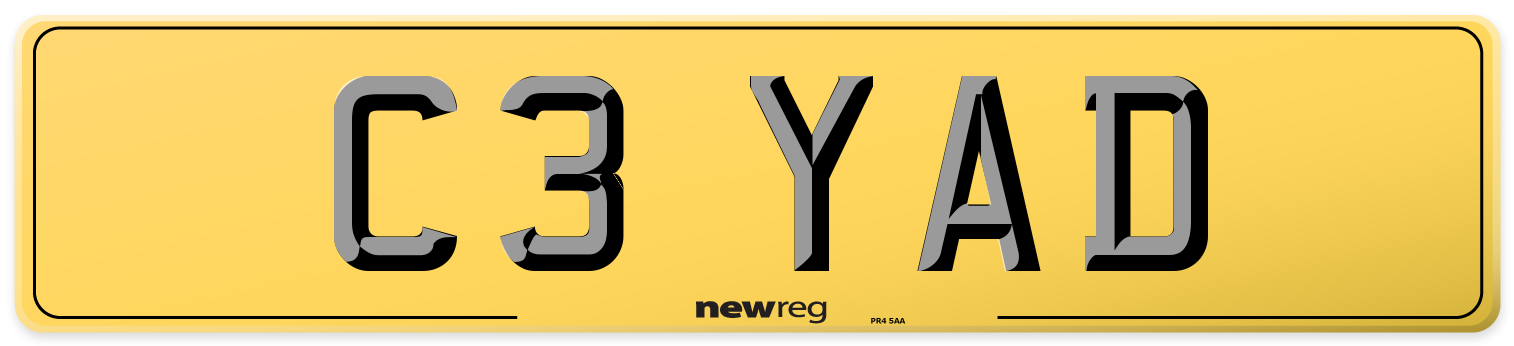 C3 YAD Rear Number Plate