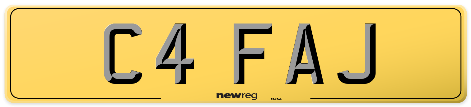 C4 FAJ Rear Number Plate