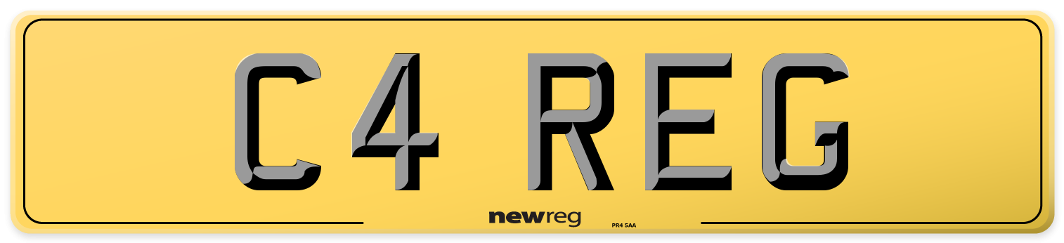 C4 REG Rear Number Plate