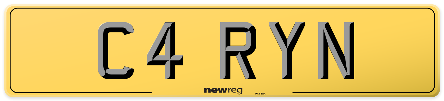 C4 RYN Rear Number Plate