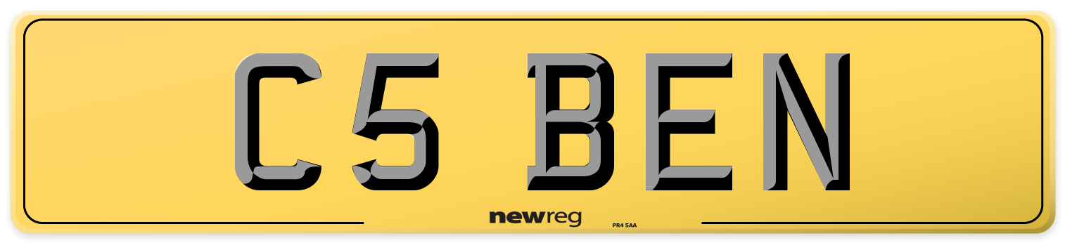 C5 BEN Rear Number Plate