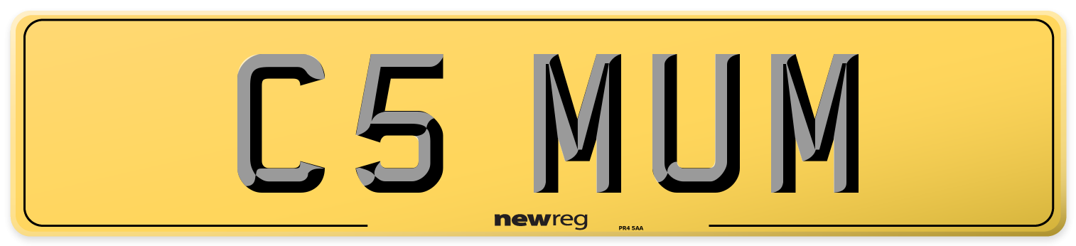 C5 MUM Rear Number Plate