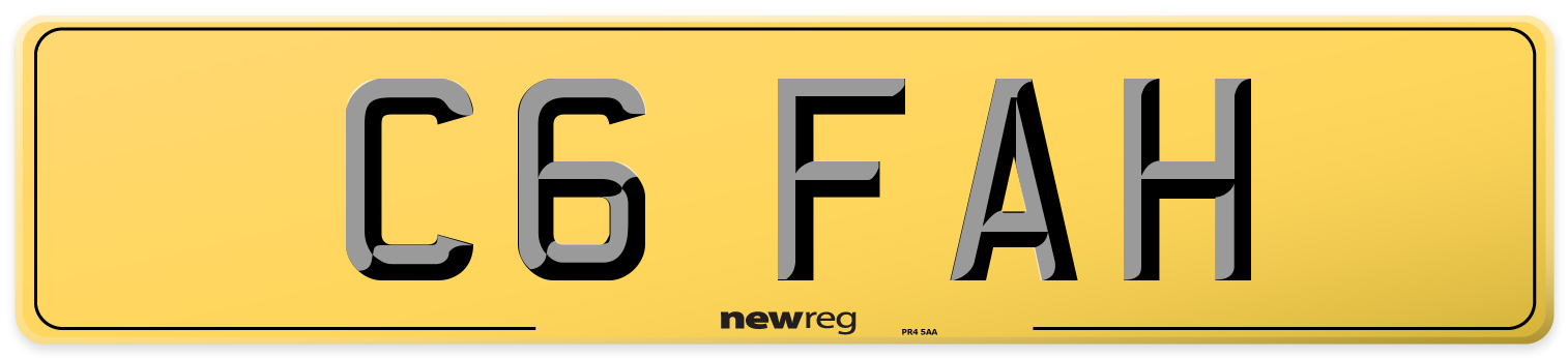 C6 FAH Rear Number Plate