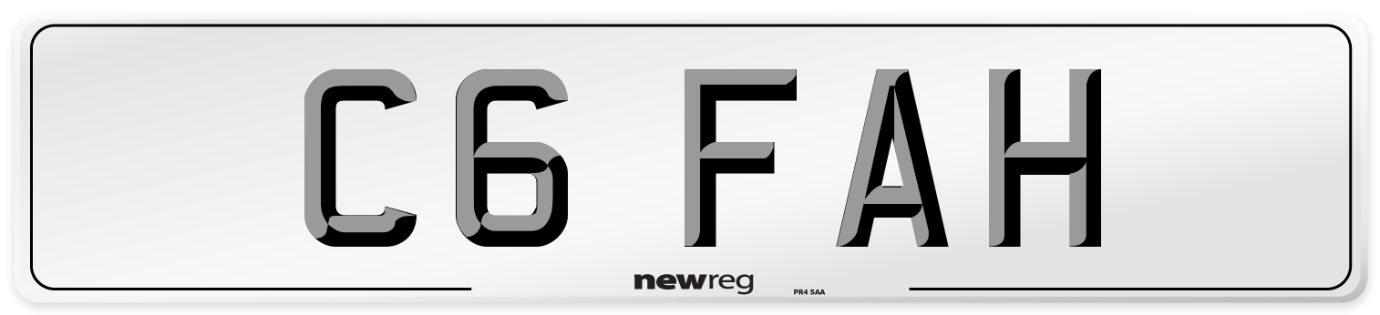 C6 FAH Front Number Plate